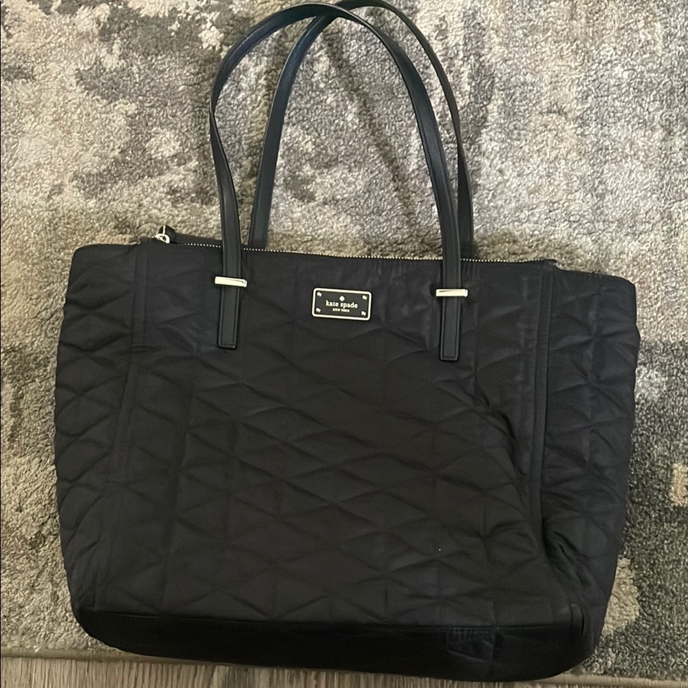 Kate Spade Black Quilted Tote Structured Elegance! 12 1/2” high by 17” wide.